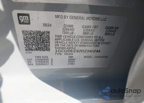 2024 Chevrolet Silverado 1500 z USA, uszkodzony, nr VIN 1GCUDEE82RZ340244